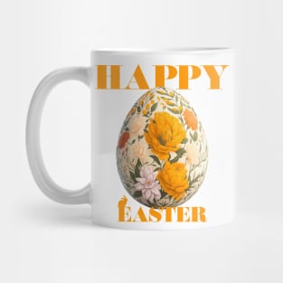 Happy Easter Egg Design with Floral Elements Mug